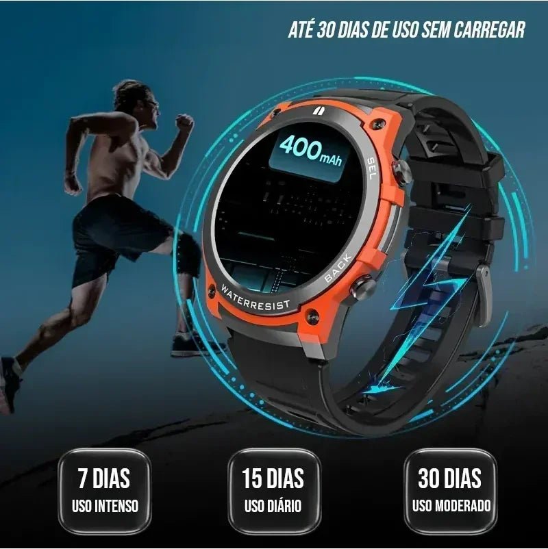 Smartwatch Redondo Resistente com Bateria Longa