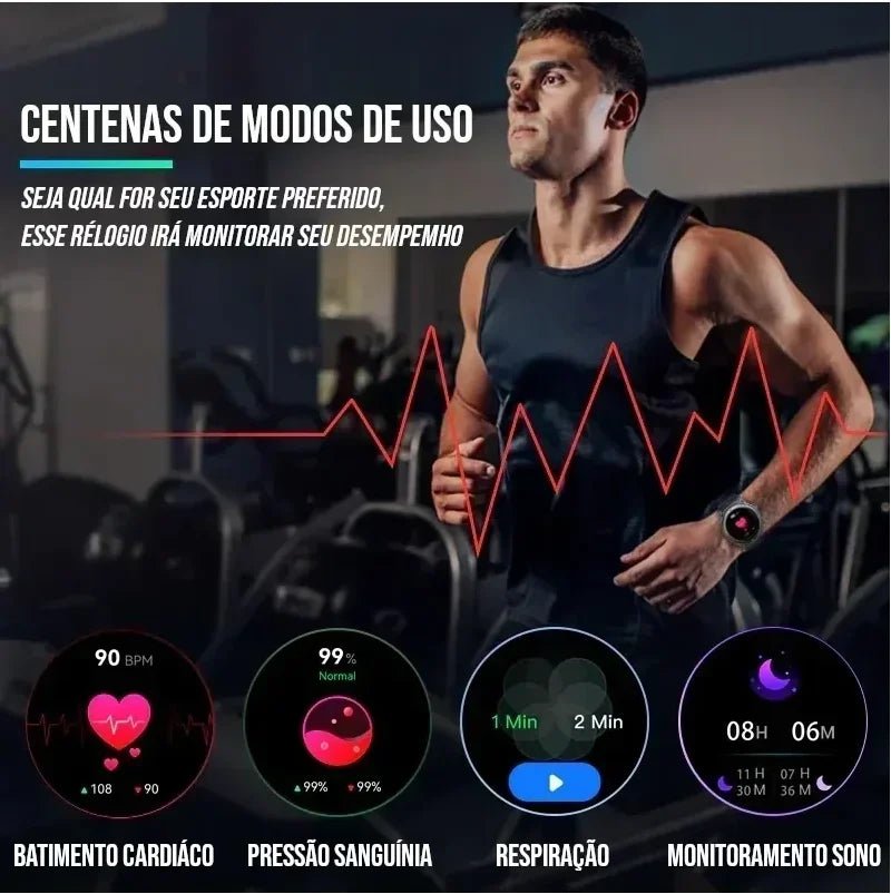 Smartwatch Redondo Resistente com Bateria Longa