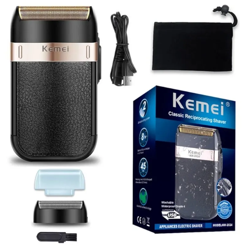 Barbeador Elétrico Recarregável Kemei Masculino