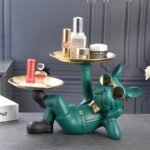 Estátua Decorativa Bulldog Francês com Porta Objetos