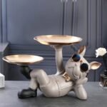 Estátua Decorativa Bulldog Francês com Porta Objetos