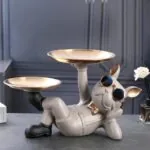 Estátua Decorativa Bulldog Francês com Porta Objetos