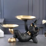 Estátua Decorativa Bulldog Francês com Porta Objetos