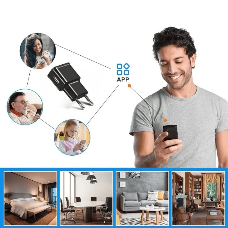 Carregador de Celular com Câmera Wifi Full HD