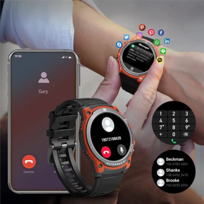 Smartwatch Redondo Resistente com Bateria Longa