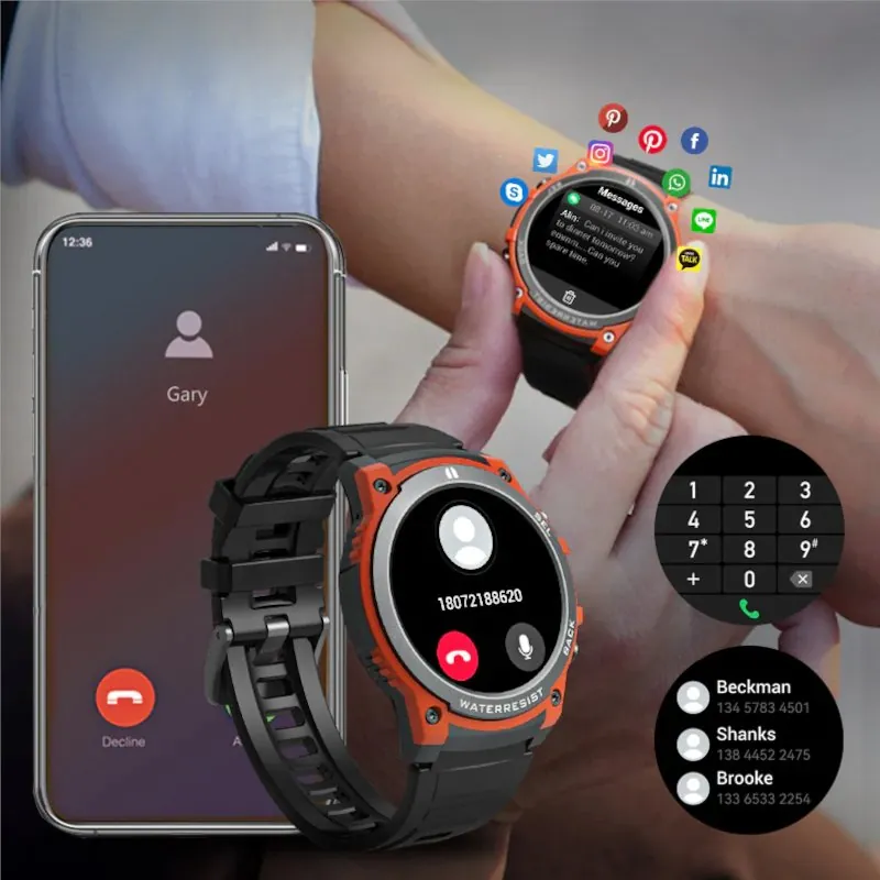 Smartwatch Redondo Resistente com Bateria Longa