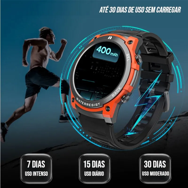 Smartwatch Redondo Resistente com Bateria Longa