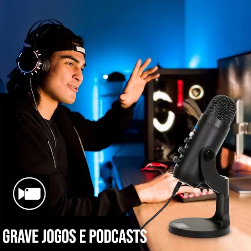 Microfone Condensador Profissional com Suporte