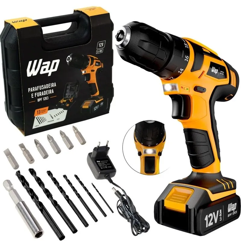 Parafusadeira e Furadeira Elétrica Bivolt com Maleta