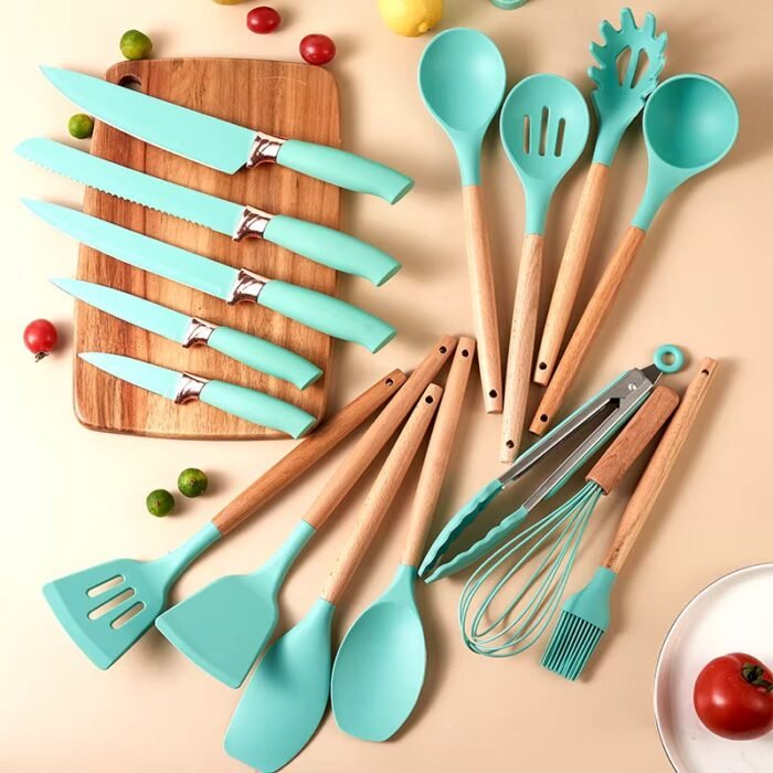 Kit Utensílios para Cozinha em Silicone com 19 Peças Completo