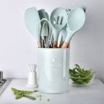 Kit Utensílios Silicone com Cabo de Madeira com 12 Peças