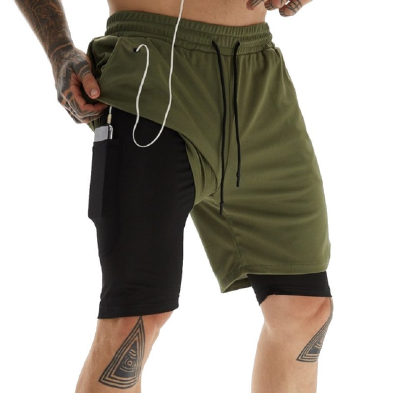 Bermuda Masculina 2 em 1 com Compressão e Bolsos