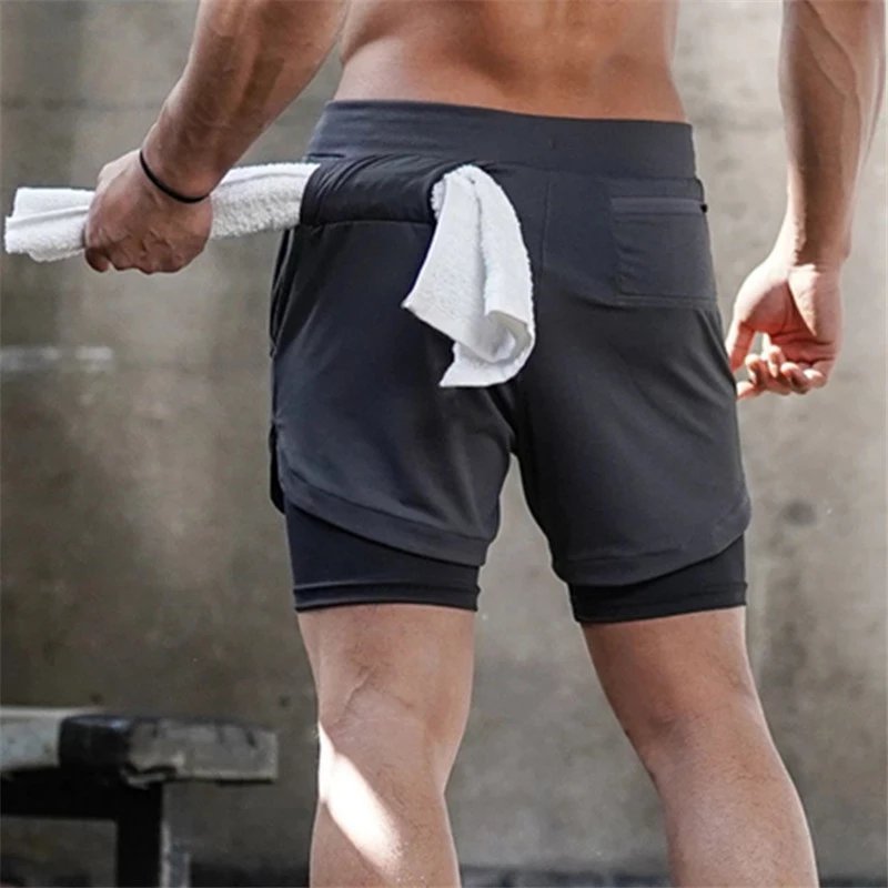 Bermuda Masculina 2 em 1 com Compressão e Bolsos