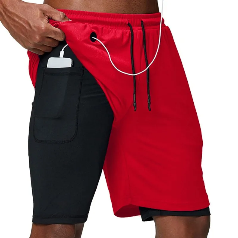 Bermuda Masculina 2 em 1 com Compressão e Bolsos