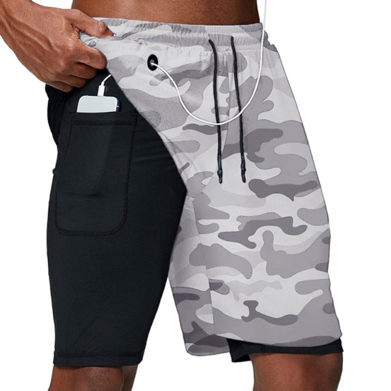 Bermuda Masculina 2 em 1 com Compressão e Bolsos