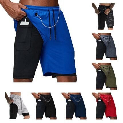 Bermuda Masculina 2 em 1 com Compressão e Bolsos