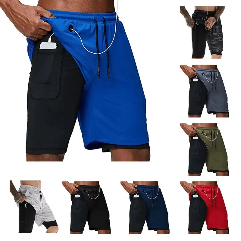 Bermuda Masculina 2 em 1 com Compressão e Bolsos