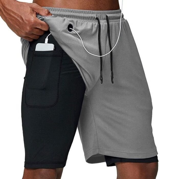 Bermuda Masculina 2 em 1 com Compressão e Bolsos