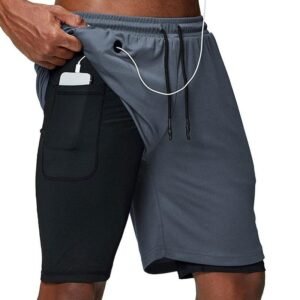 Bermuda Masculina 2 em 1 com Compressão e Bolsos