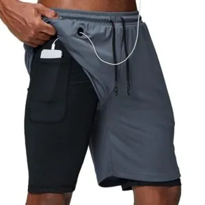 Bermuda Masculina 2 em 1 com Compressão e Bolsos