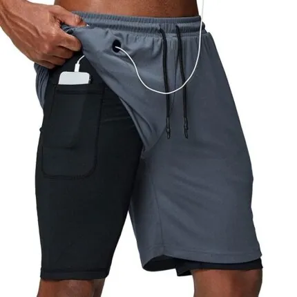 Bermuda Masculina 2 em 1 com Compressão e Bolsos
