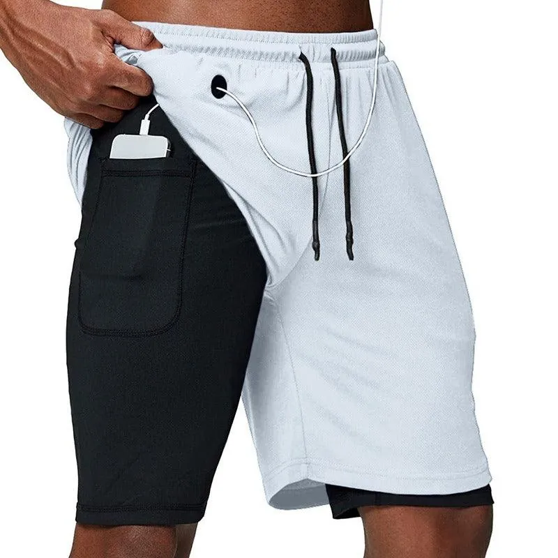 Bermuda Masculina 2 em 1 com Compressão e Bolsos