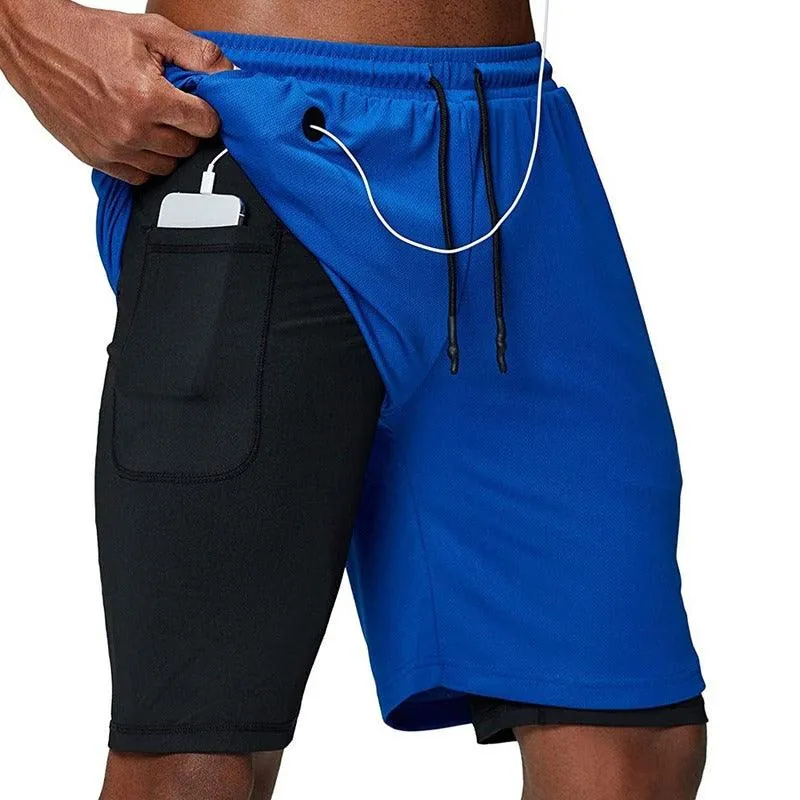 Bermuda Masculina 2 em 1 com Compressão e Bolsos