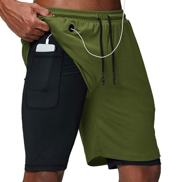 Bermuda Masculina 2 em 1 com Compressão e Bolsos