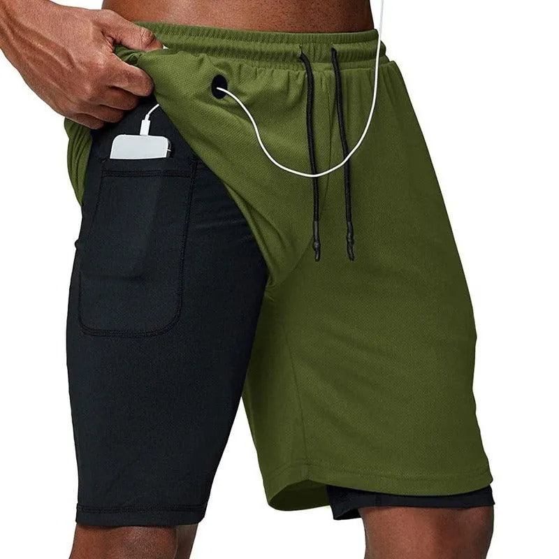 Bermuda Masculina 2 em 1 com Compressão e Bolsos