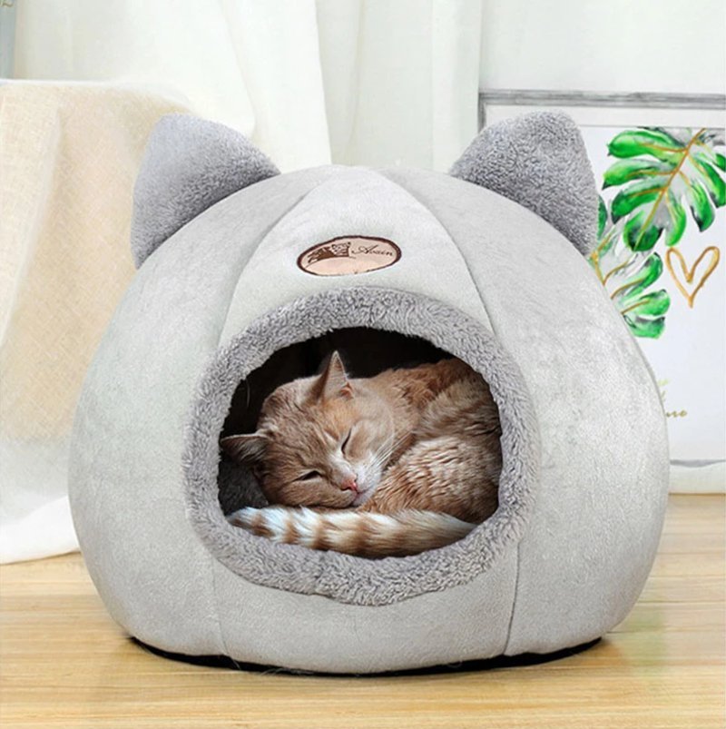 Cama Iglu Toca 2 em 1 para Gatos e Cães Pequenos