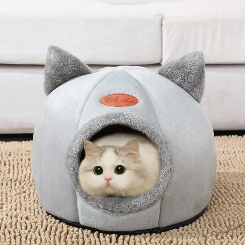 Cama Iglu Toca 2 em 1 para Gatos e Cães Pequenos