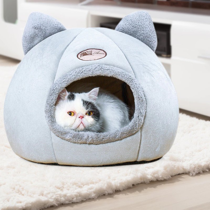 Cama Iglu Toca 2 em 1 para Gatos e Cães Pequenos