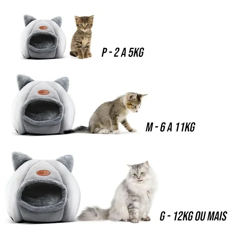 Cama Iglu Toca 2 em 1 para Gatos e Cães Pequenos