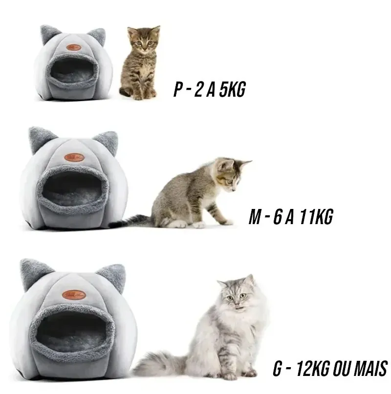 Cama Iglu Toca 2 em 1 para Gatos e Cães Pequenos