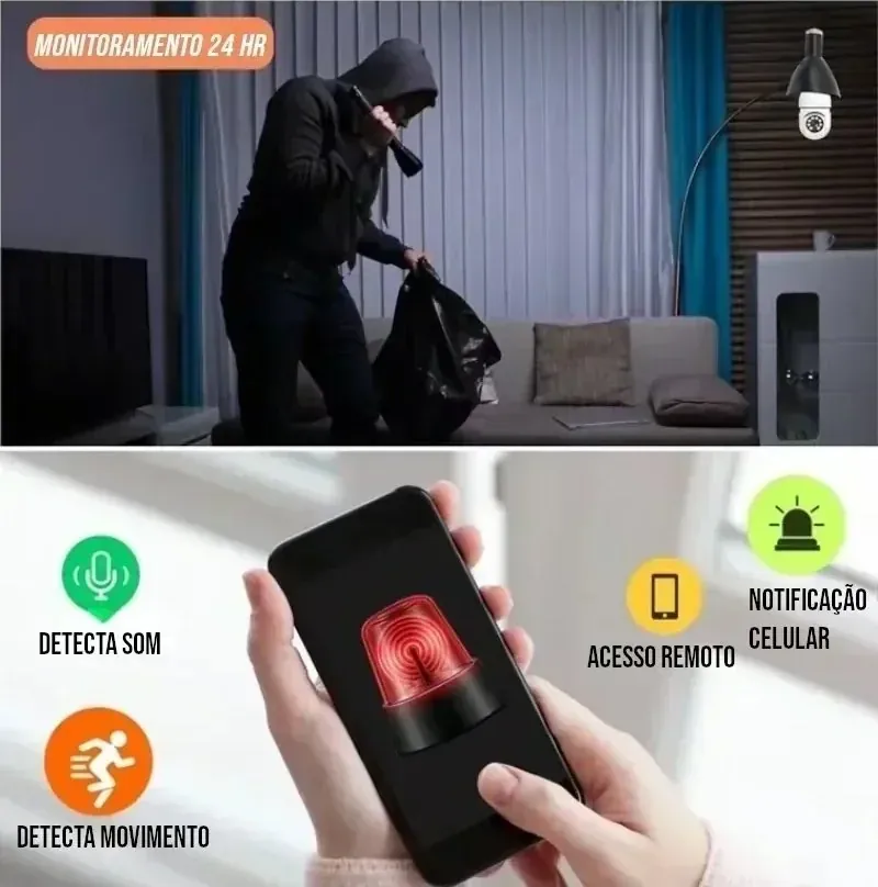 Câmera Wi-Fi Full HD 360 com Visão Noturna e Áudio