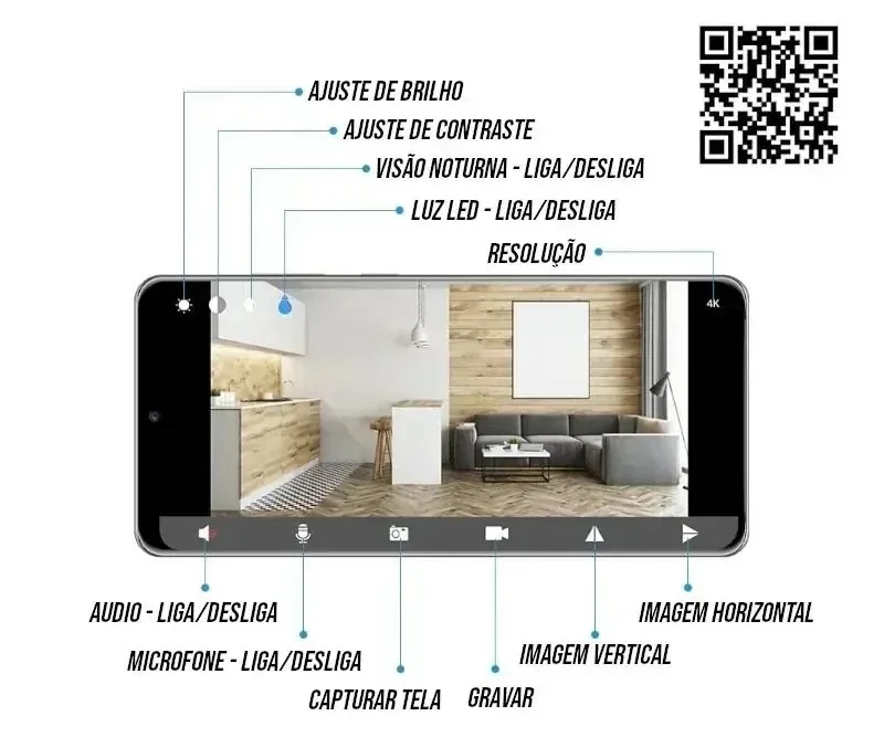 Carregador de Celular com Câmera Wifi Full HD