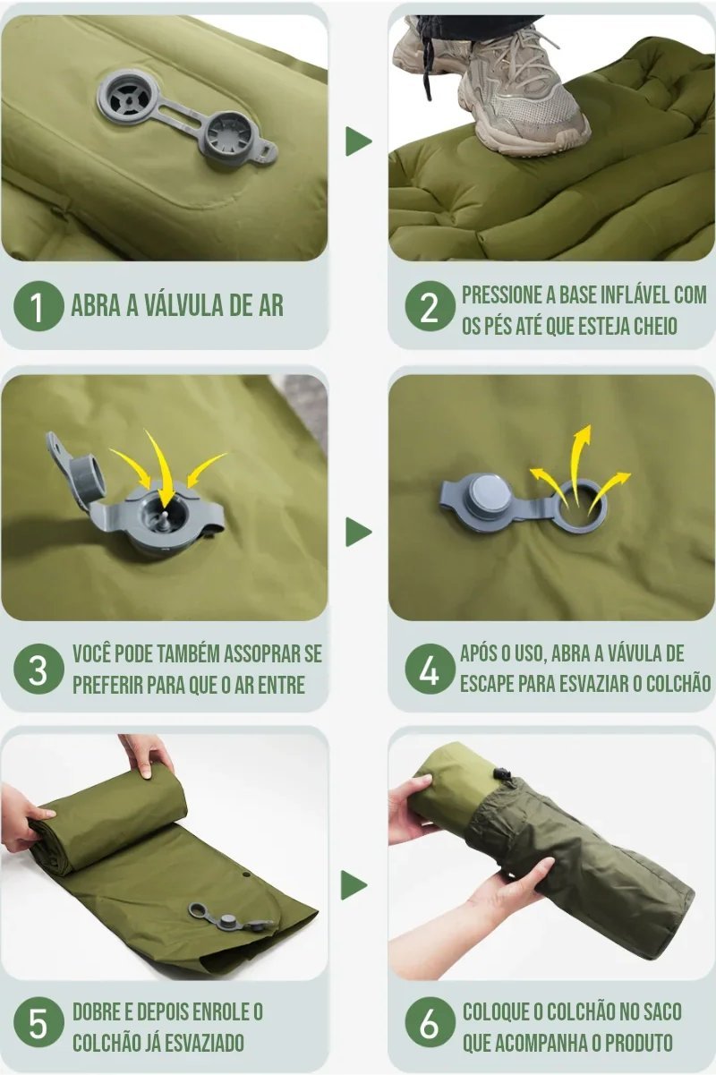 Colchão Inflável Portátil com Travesseiro Dobrável