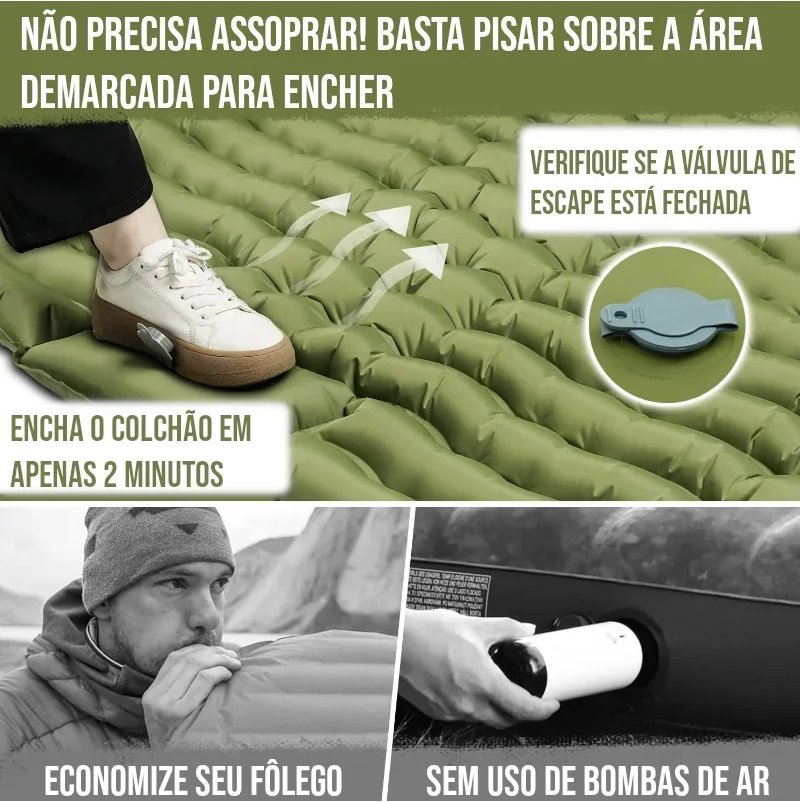 Colchão Inflável Portátil com Travesseiro Dobrável