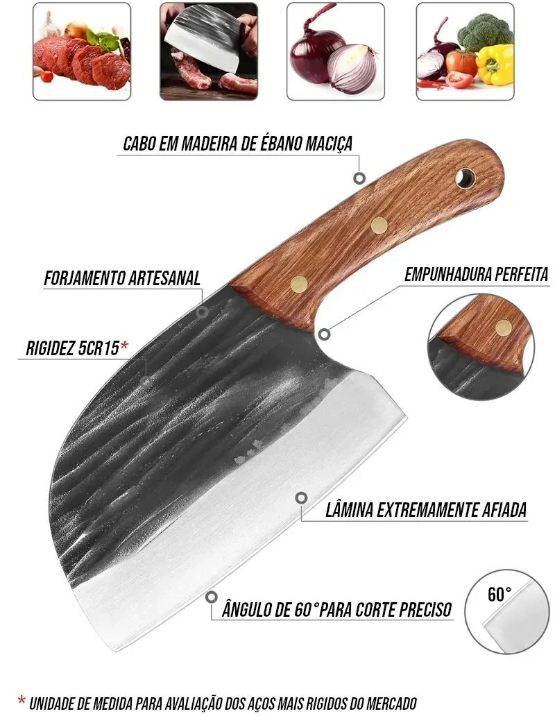 Cutelo Profissional de Cozinha em Aço Manganês