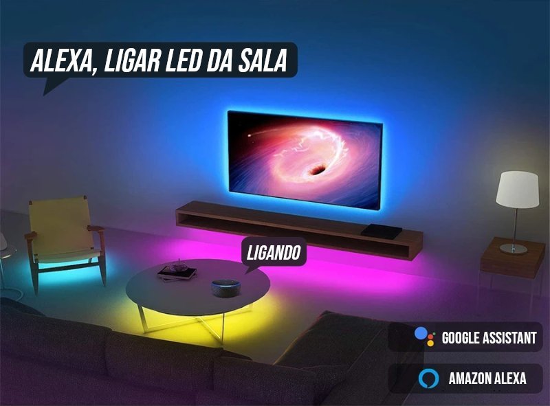 Fita LED RGB Wi-Fi com Controle Alexa e Timer