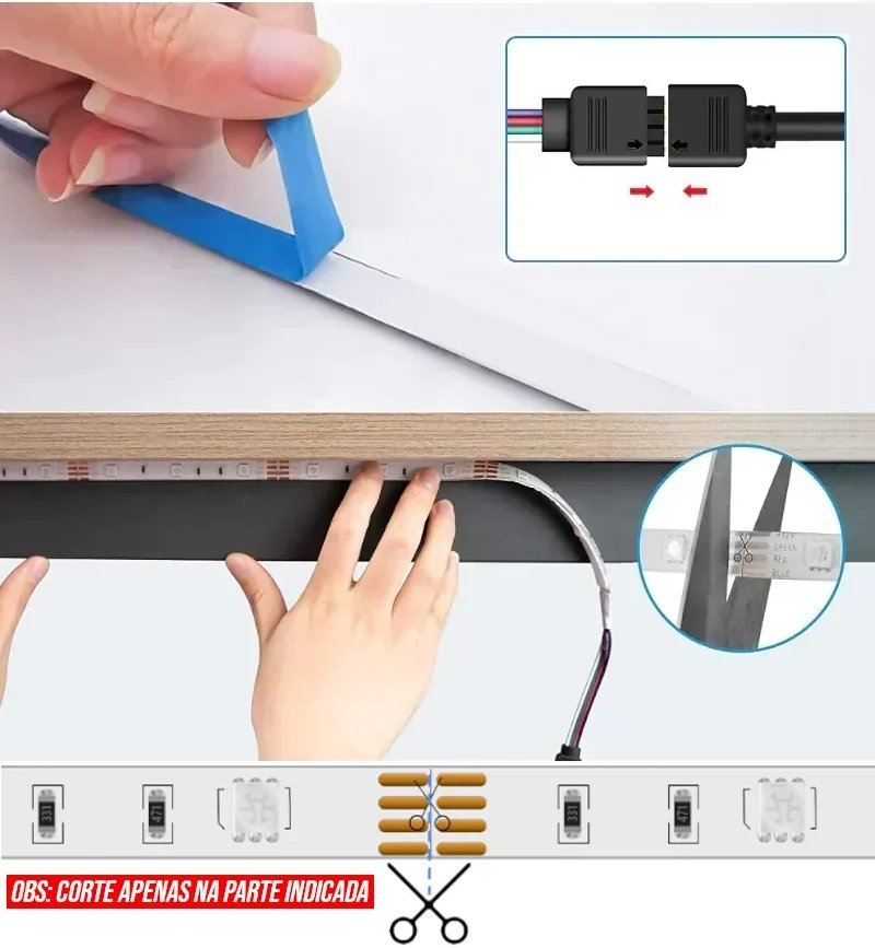 Fita LED RGB Wi-Fi com Controle Alexa e Timer
