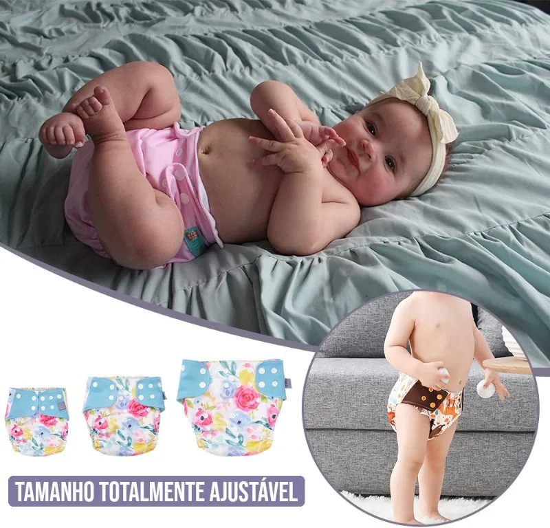 Fralda Ecológica Reutilizável com Absorvente com 8 Unidades