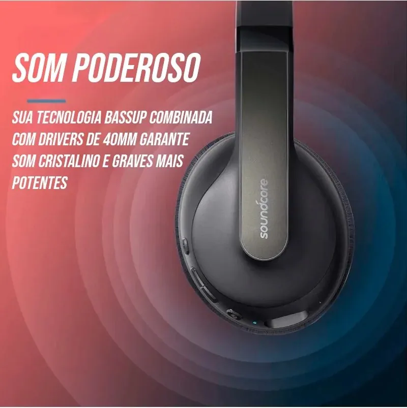 Headphone Bluetooth com Graves Potentes e 60h de Bateria