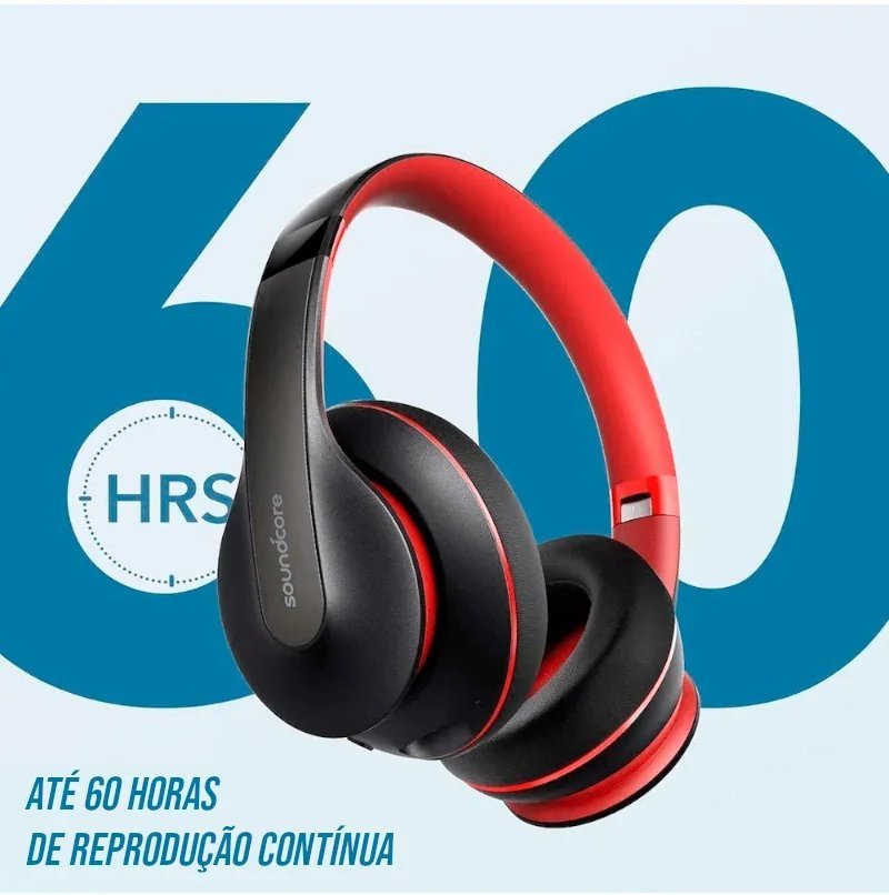 Headphone Bluetooth com Graves Potentes e 60h de Bateria
