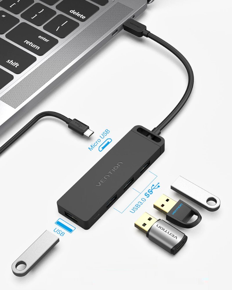 Hub USB 3.0 com 4 Portas para Notebook e PC