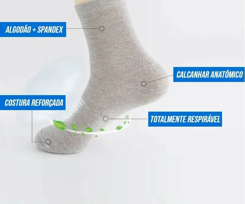 Kit 10 Pares de Meia Masculina Cano Alto Algodão