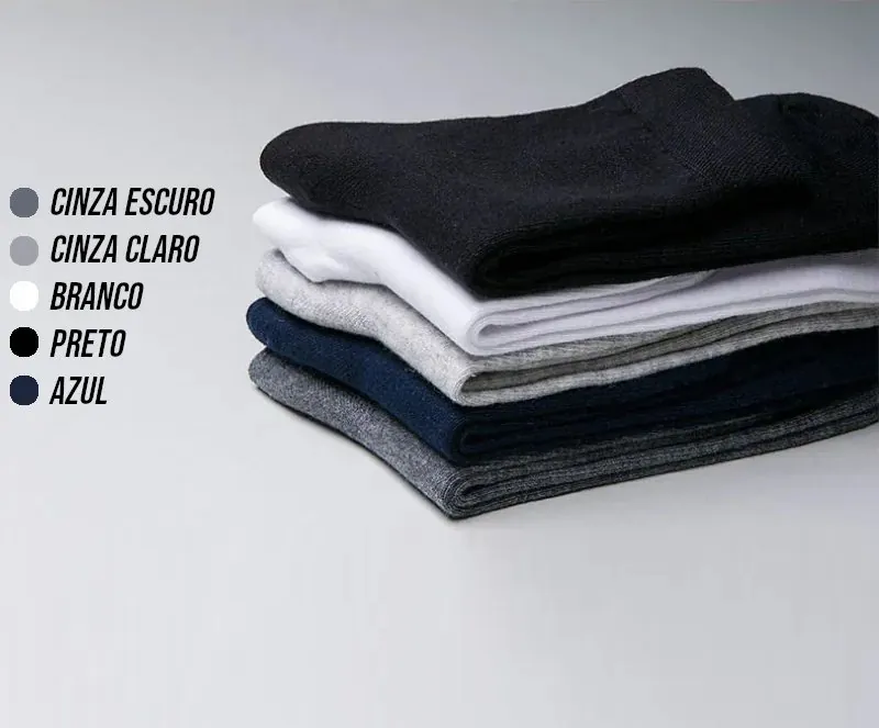 Kit 10 Pares de Meia Masculina Cano Alto Algodão