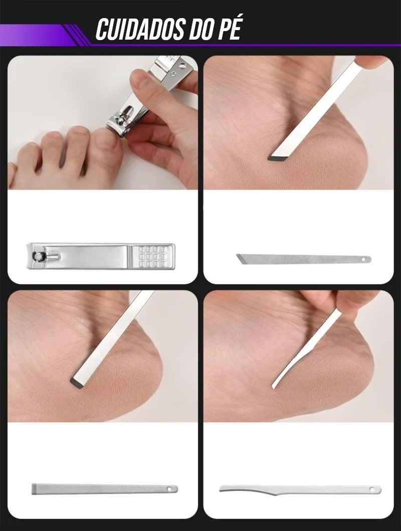 Kit Manicure e Pedicure Profissional 19 Peças Inox