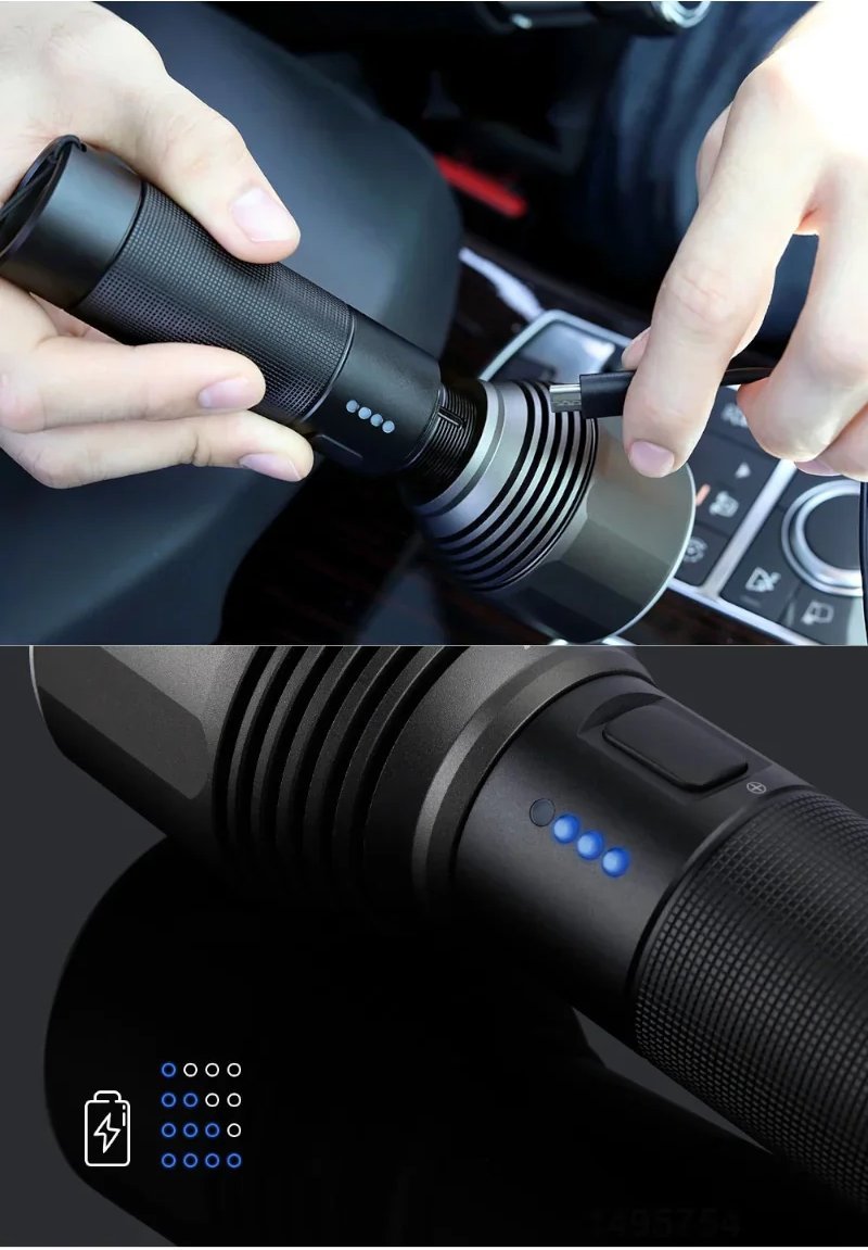 Lanterna Tática Recarregável 2000 Lúmens USB-C LED