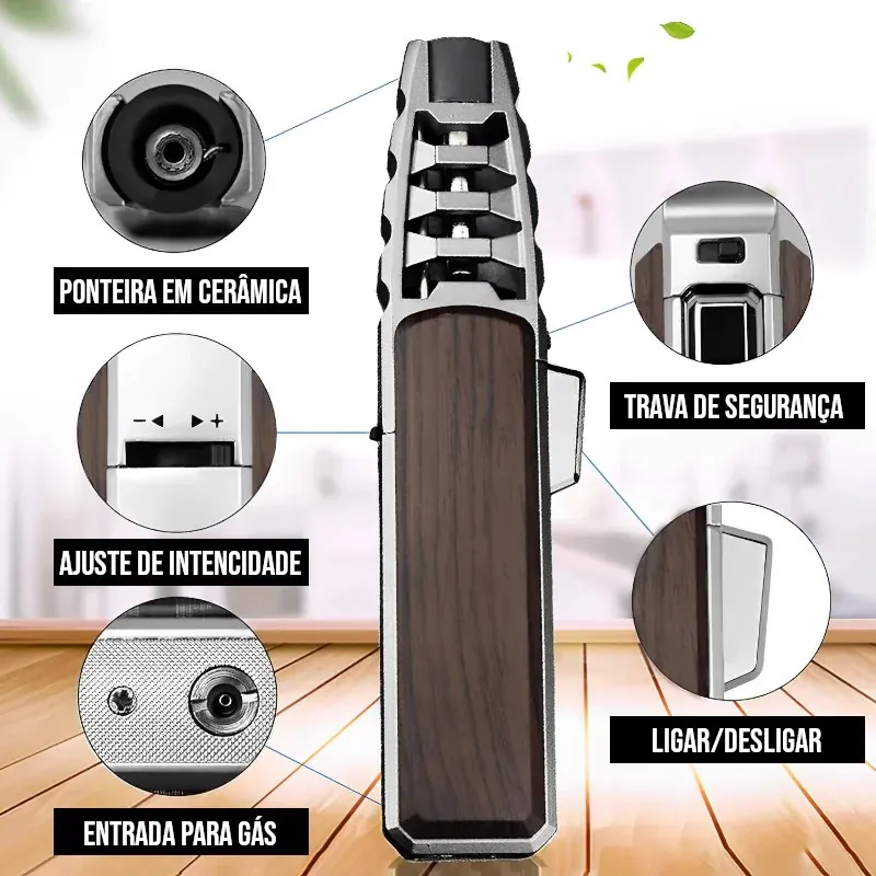 Maçarico Recarregável Portátil com Chama Forte